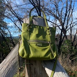 Coach Green Leather Tote Bag